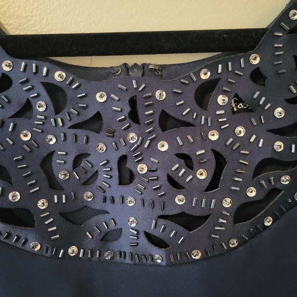 S.L. Fashions Navy Blue Tiered Mini Formal Party Dress. Size 14 - Picture 6 of 10